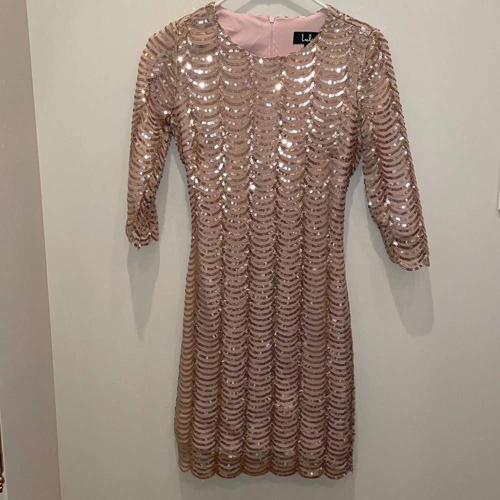 Lulu’s Gold Sequin Mini Dress Women’s - Picture 1 of 2